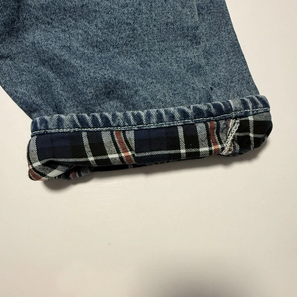 FULL BLUE Men's Flannel-Lined Jeans Medium Wash Straight Leg 100% Cotton 42 x 30